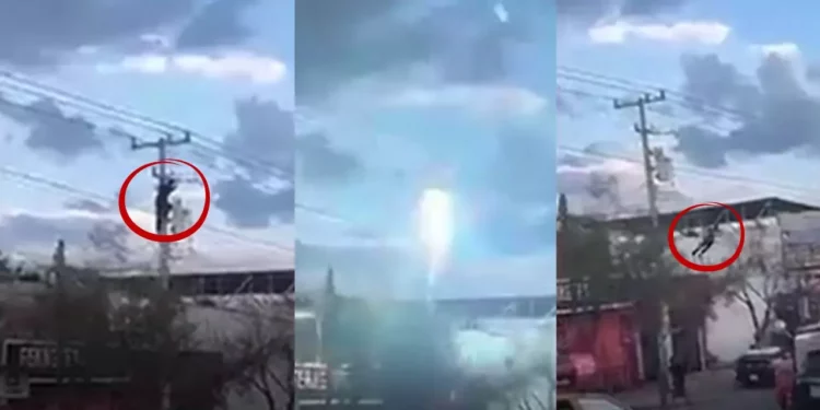 VIDEO | Hombre sufre descarga eléctrica al intentar huir de la policía en Nuevo León