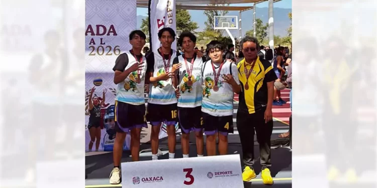 Los jóvenes de Huajuapan se colgaron la medalla de bronce en basquetbol 3x3.