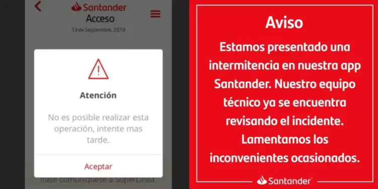 Fallas en Santander hoy: app bancaria presenta problemas en plena quincena