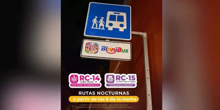 BinniBus extiende sus rutas hasta las 3 a.m.: Rutas nocturnas RC-14 y RC-15 operan viernes y sábados