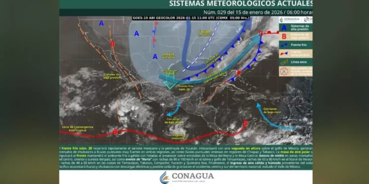 Avanza frente frío 28 en Oaxaca con lluvias intensas, vientos extremos y riesgo de heladas