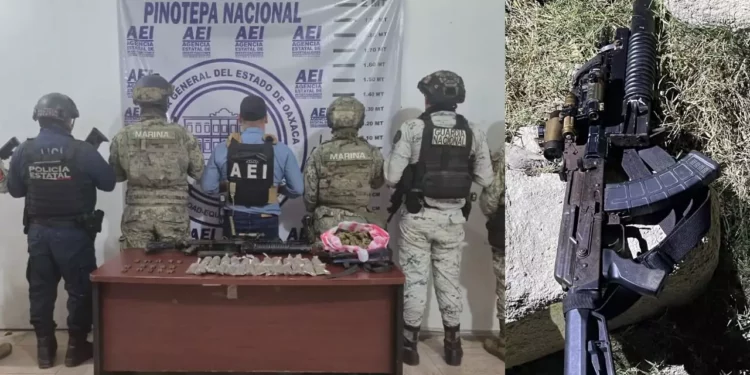 Aseguran fusil y droga tras percance con motociclistas en Pinotepa Nacional