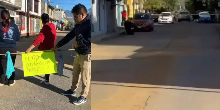 VIDEO | Exhiben obra mal hecha del ayuntamiento Santa Lucía y vecinos bloquean calle