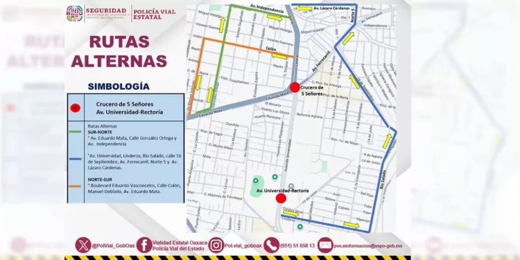 Rutas alternas por BLOQUEO en avenida Universidad y crucero de Cinco Señores