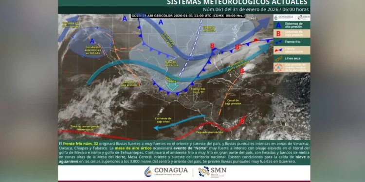 Frente frío 32 provocará lluvias intensas, heladas y vientos de hasta 90 km/h en Oaxaca