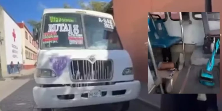 Golpean a chofer de camión urbano en Oaxaca tras presunto conflicto vial