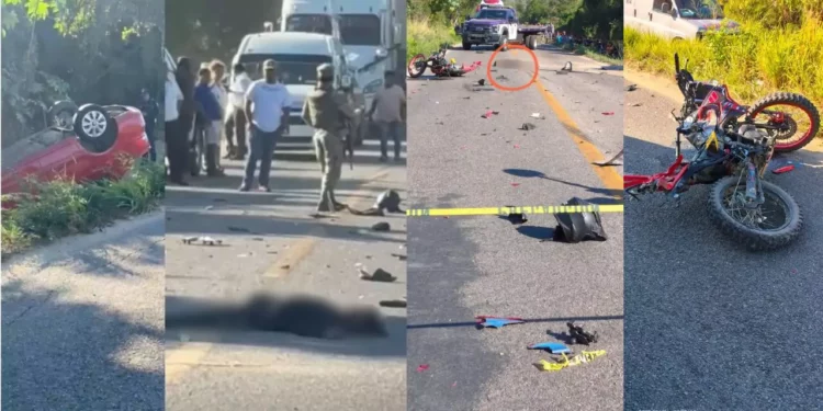 VIDEO | Motociclista muere tras choque frontal y volcadura en la carretera 200 en la Costa de Oaxaca