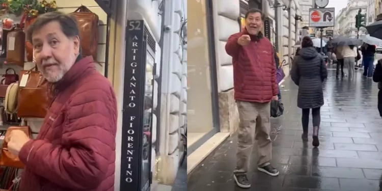 VIDEO | Noroña se confronta con mexicano en tienda de lujo en Roma y desata polémica en redes
