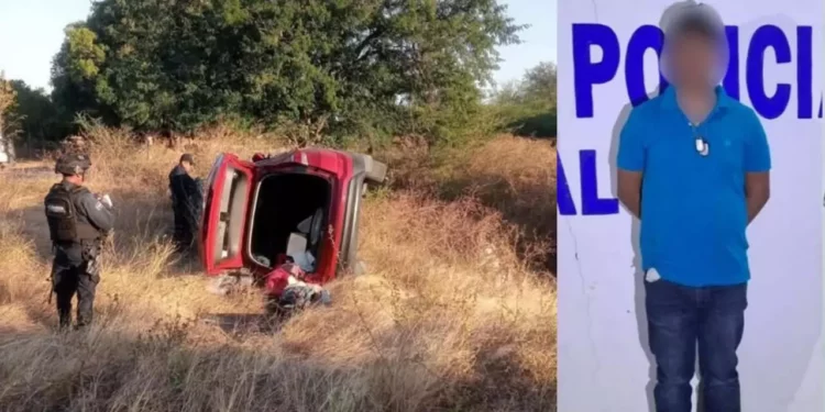 Persecución en la 185D termina en volcadura y detención por robo de vehículo