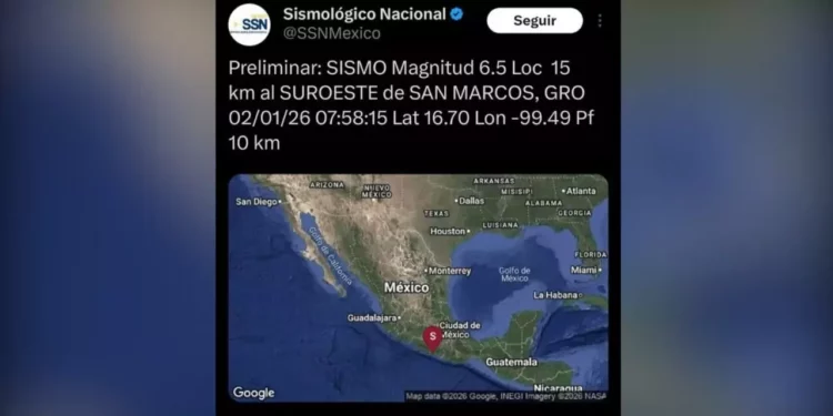 Arranca 2026 con susto: fuerte sismo de 6.5 activa alertas y sacude Oaxaca y Guerrero