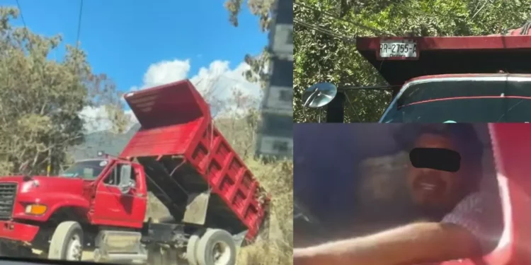 VIDEO | Lo ‘cachan’ tirando escombro en arroyo y huye al ser encarado por vecinos en el Ejido Guadalupe Victoria