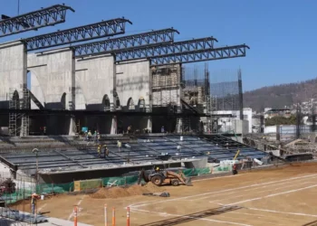 Así marchan los trabajos del nuevo estadio de beisbol.