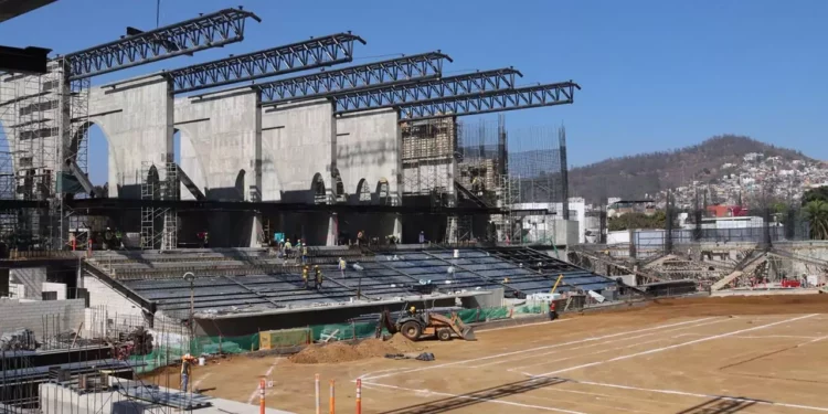 Así marchan los trabajos del nuevo estadio de beisbol.