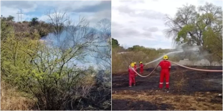 Controlan incendio de pastizales en paraje de Huajuapan.