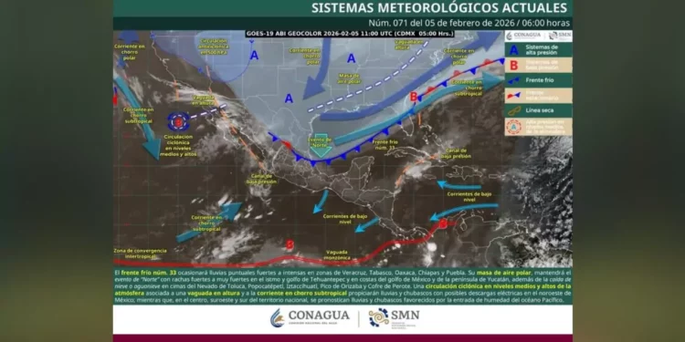 Frente frío 33 golpeará Oaxaca con lluvias, heladas y vientos extremos