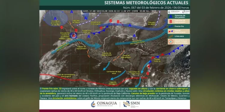 Frente frío 33 avanza hacia Oaxaca y traerá heladas, vientos fuertes y oleaje elevado