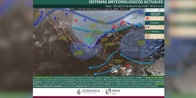 Frente frío 37 sacude Oaxaca: lluvias, vientos de hasta 110 km/h y descenso térmico