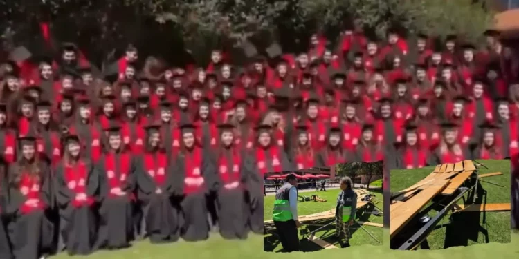 VIDEO | Drama en la Ibero: Colapsan gradas durante foto de graduación y dejan 23 lesionados