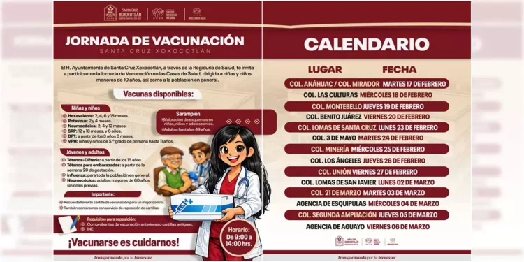 Xoxocotlán realiza intensa jornada de vacunación en colonias y agencias; incluye sarampión