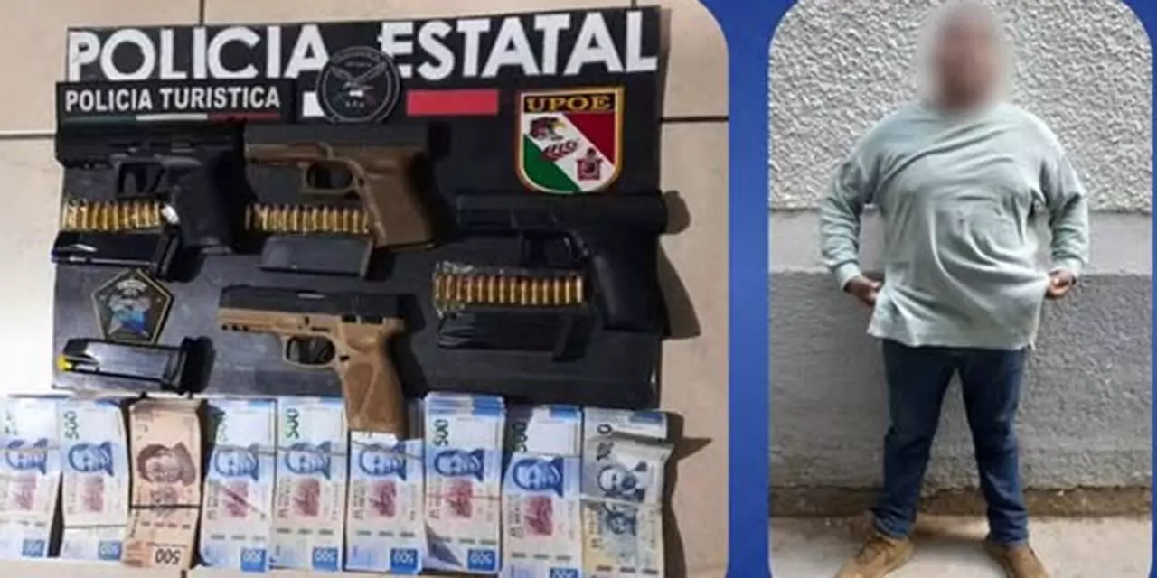 El dinero, las armas y los cinco individuos fueron asegurados y puestos a disposición de la Fiscalía General de la República.