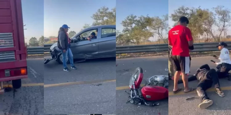 VIDEO | Curva de riesgo en Zimatlán: choque múltiple deja motociclista herido