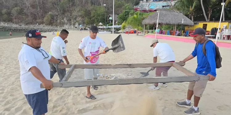 Realizan jornada de limpieza y cribado mecánico en Playa Santa Cruz