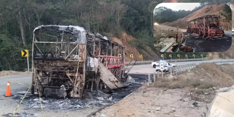 Incendio de autobús ADO en la 175-D reaviva dudas sobre seguridad en carreteras de Oaxaca