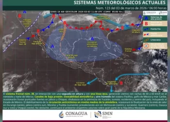 Frente frío 38 activa lluvias y vientos; persiste onda de calor en el sur
