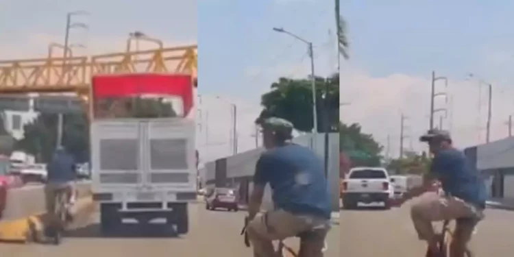 VIDEO | Ciclista bajo sospecha: Denuncian posible “monta choques” en Periférico de Oaxaca