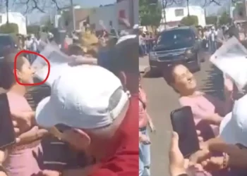 VIDEO | Le pican un ojo a la Presidenta Sheinbaum durante gira en Nayarit