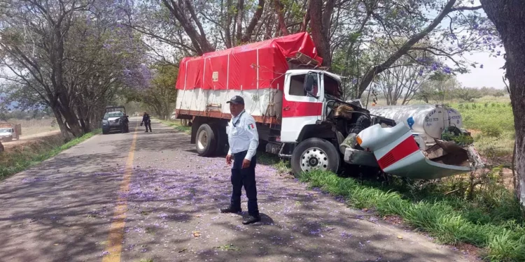 El Torton quedó con la cabina destrozada tras estrellarse contra el objeto fijo.