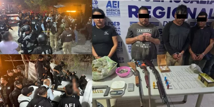 ¡Desmantelan narco-casa en Ejutla! Caen cinco con armas de alto poder y droga