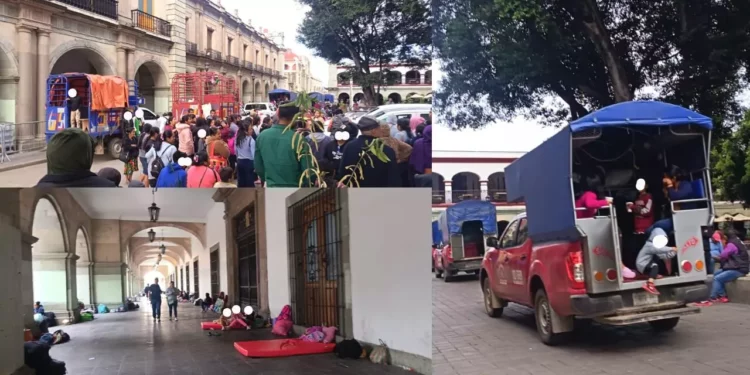 Desplazados Mixes ocupan palacio de gobierno: Exigen solución a conflicto territorial