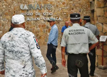 Foto: Jorge Luis Plata // Personal del INAH y de la GN, reforzaron los protocolos de seguridad en Monte Albán.
