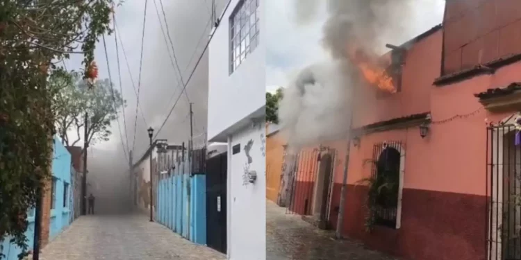 VIDEO | Incendio en pleno Centro Histórico de Oaxaca desata pánico entre vecinos