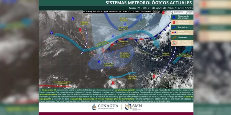 Frente frío 45 mantiene a Oaxaca entre lluvias, vientos y descenso térmico