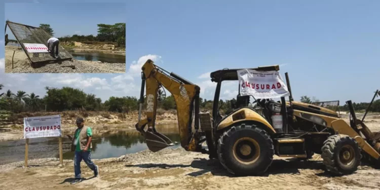 Profepa frena saqueo en río Tonameca: Clausura banco irregular por daño ambiental
