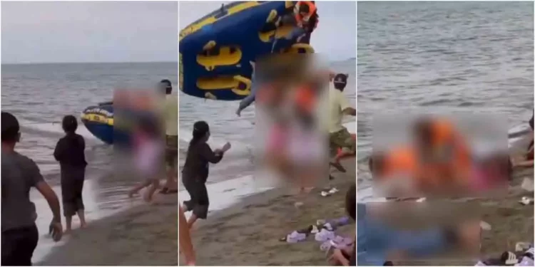 Turistas salen ‘volando’ tras paseo recreativo en playa de Indonesia