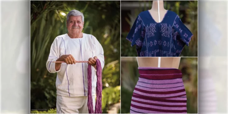 Fotos: cortesía // El Caracol Púrpura se ha empleado para pintar madejas de algodón, mismas que entregan a mujeres que elaboran los enredos tradicionales.