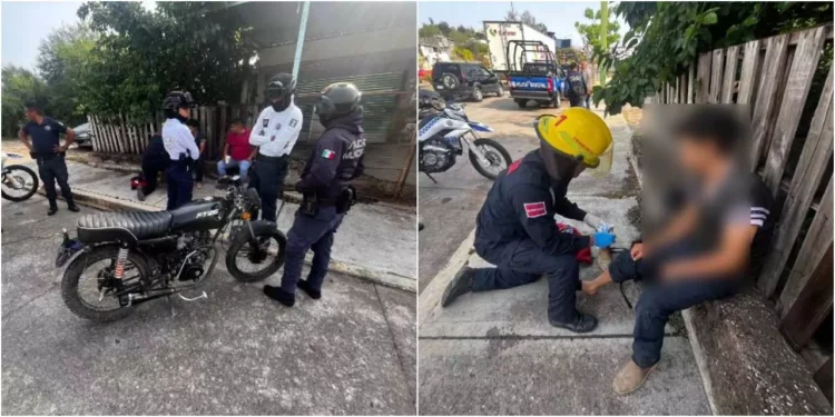 Paramédicos del cuerpo de Bomberos brindan auxilio al lesionado en el lugar.