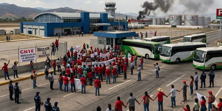 CNTE escala protestas en Oaxaca: Toman aeropuerto y terminal de combustible de Pemex en el Tule