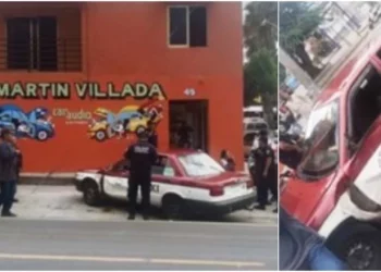 La patrulla 116 quedó con daños en la parte frontal.