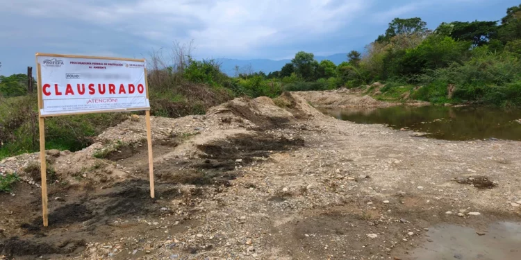 Se inspeccionó un banco de extracción de material pétreo en una superficie aproximada de 17 mil metros cuadrados.