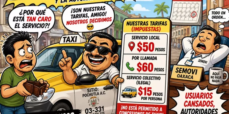 Imponen taxistas tarifas sin autorización en Pochutla; usuarios denuncian abusos y falta de acción de la autoridad