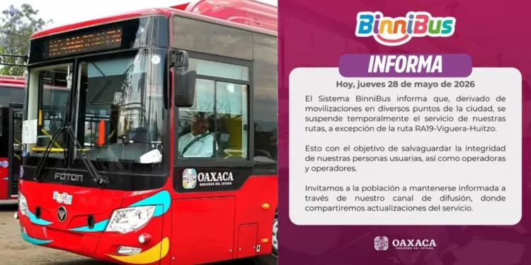 BinniBus suspende 34 rutas por bloqueos magisteriales