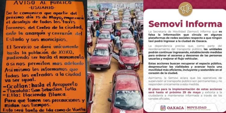 ¿Se prohíben taxis foráneos en el centro de Oaxaca a partir de este 15 de mayo o fue solo un mensaje viral que generó pánico?