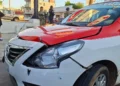 El taxi del sitio ‘San Matías’ quedó con daños en la carrocería.
