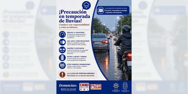 Elementos de seguridad reiteran que la lluvia no perdona errores en el asfalto.