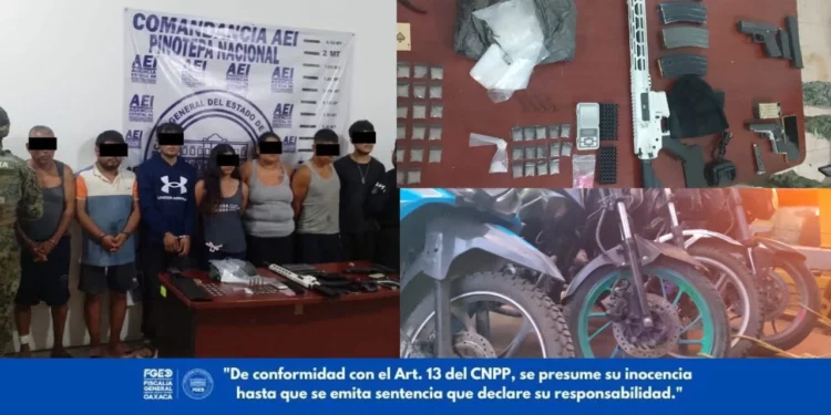 ¡Caen siete personas en cateo! Aseguran armas, droga y vehículos en Pinotepa Nacional