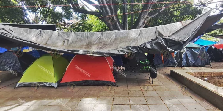 Foto: Adrián Gaytán // El plantón magisterial ya con amplios espacios en el zócalo de la ciudad de Oaxaca.